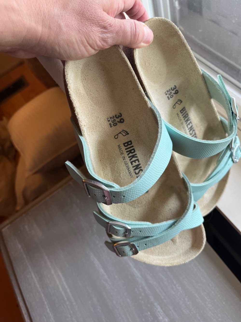 Birkenstock Mint Green Triple-Strap Sandals - Picture 2 of 7